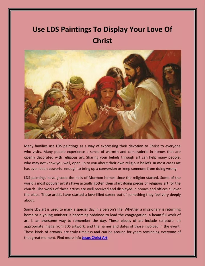 use lds paintings to display your love of christ