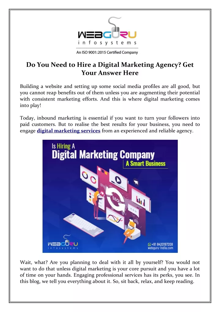 do you need to hire a digital marketing agency