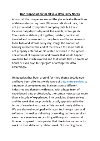 one stop solution for all your data entry needs