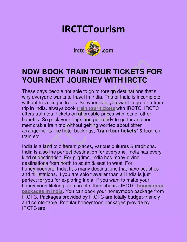 irctctourism