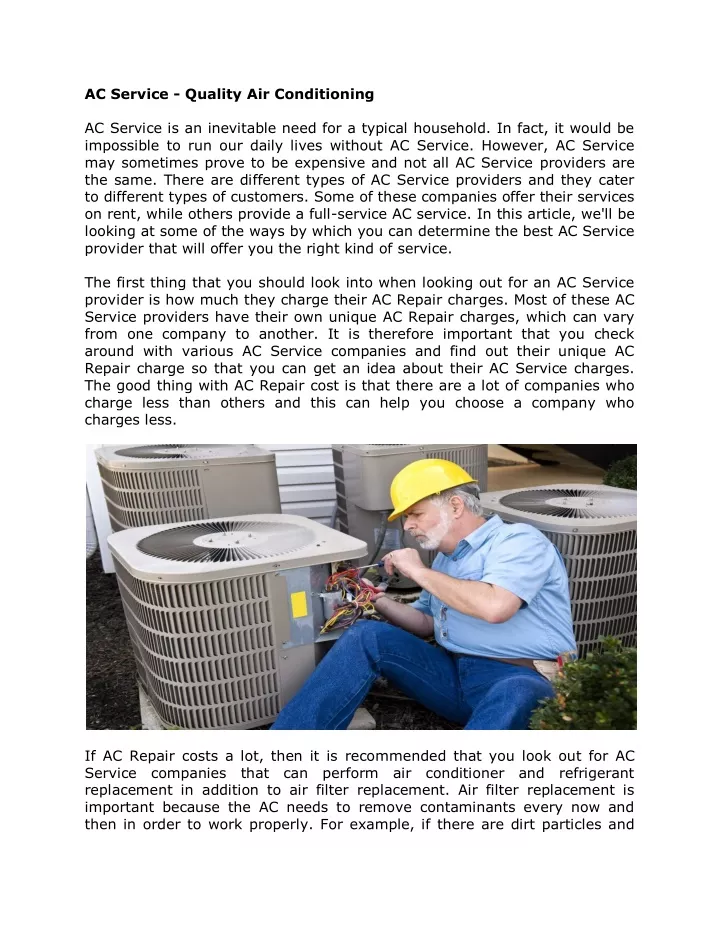 ac service quality air conditioning ac service