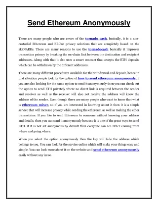 send ethereum anonymously