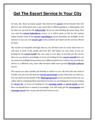get the escort service in your city