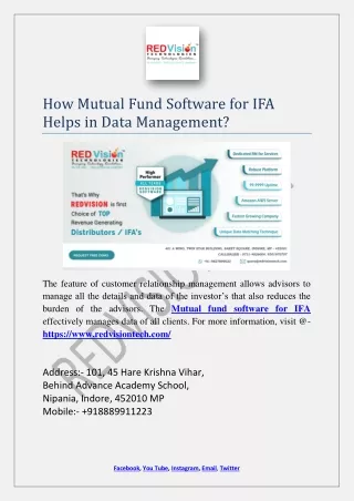 how mutual fund software for ifa helps in data