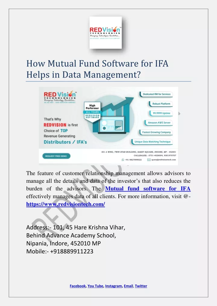 how mutual fund software for ifa helps in data