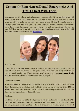 commonly experienced dental emergencies and tips