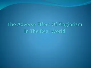 the adverse effect of plagiarism in the real world