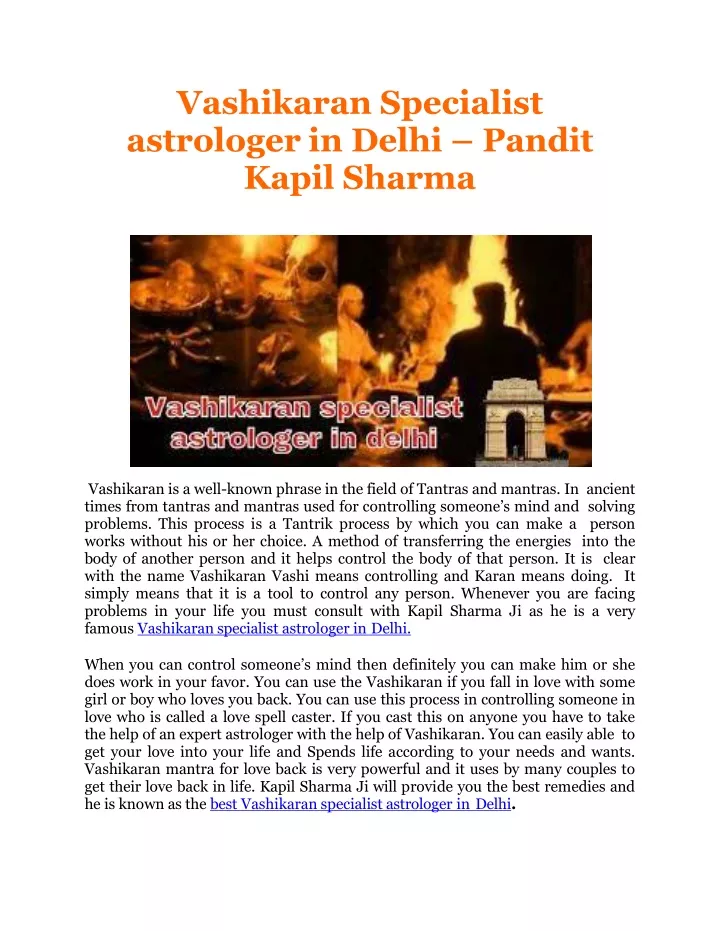 vashikaran specialist astrologer in delhi pandit kapil sharma