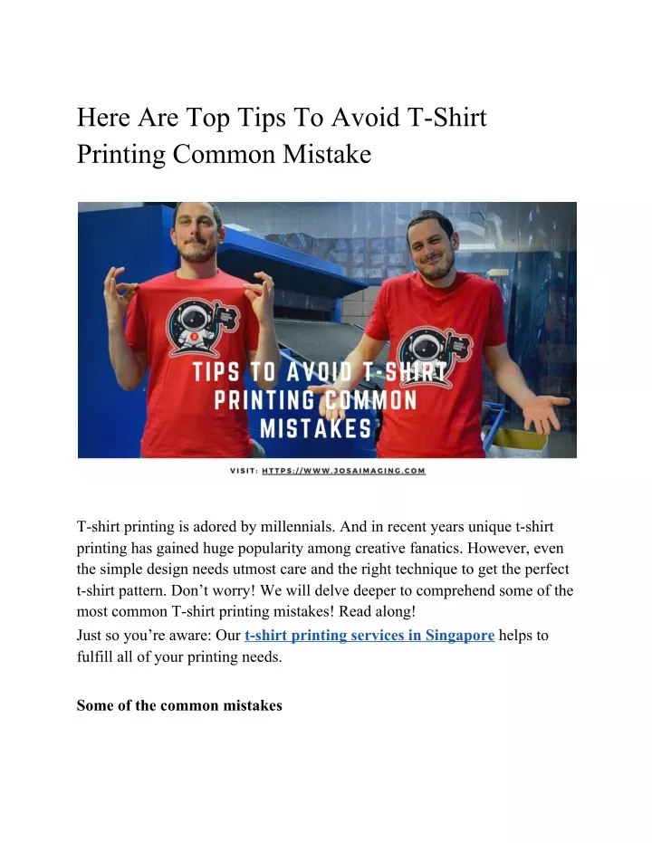 here are top tips to avoid t shirt printing
