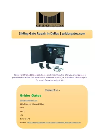 Sliding Gate Repair In Dallas | gridergates.com