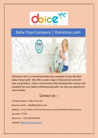 Baby Toys Company | Dolcetoys.com