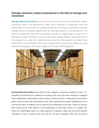 storage removals london professional in the field
