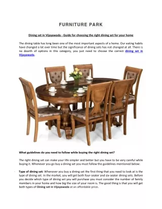 Dining set in Vijayawada - Guide for choosing the right dining set for your home