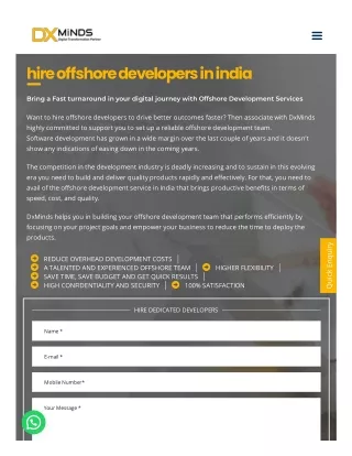 Hire offshore programmers in India | DxMinds