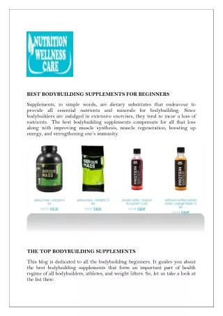 best bodybuilding supplements for beginners