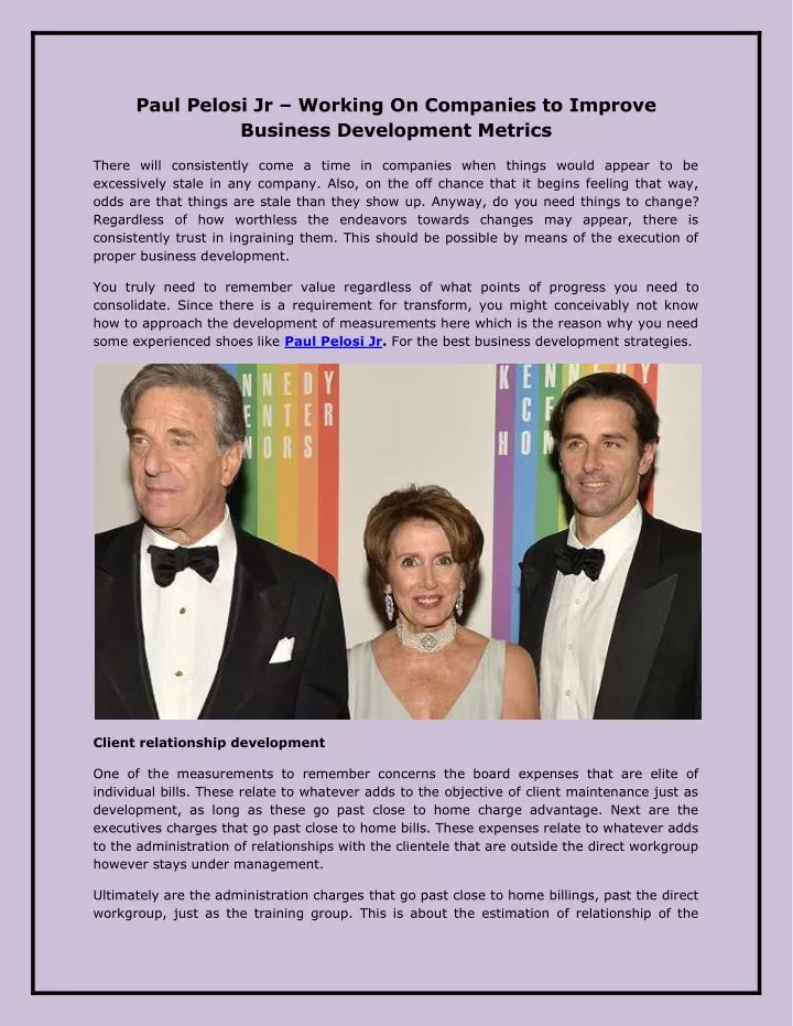 paul pelosi jr working on companies to improve