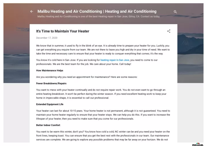 malibu heating and air conditioning heating