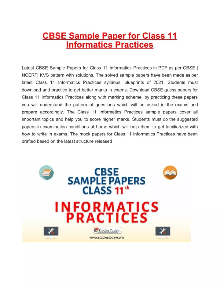 informatics practices latest cbse sample papers