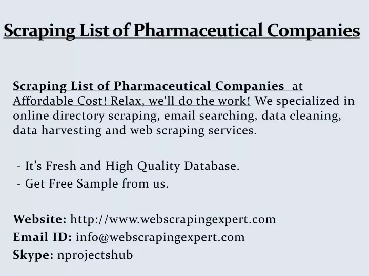 scraping list of pharmaceutical companies