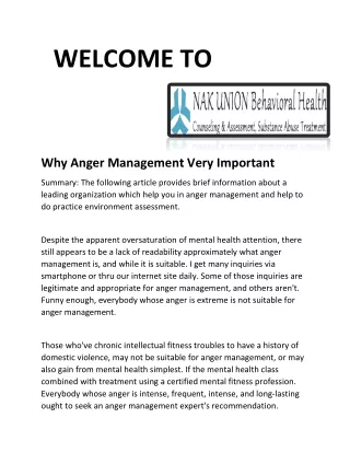 Anger Management, Practice Environment Assessment