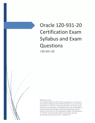 oracle 1z0 931 20 certification exam syllabus