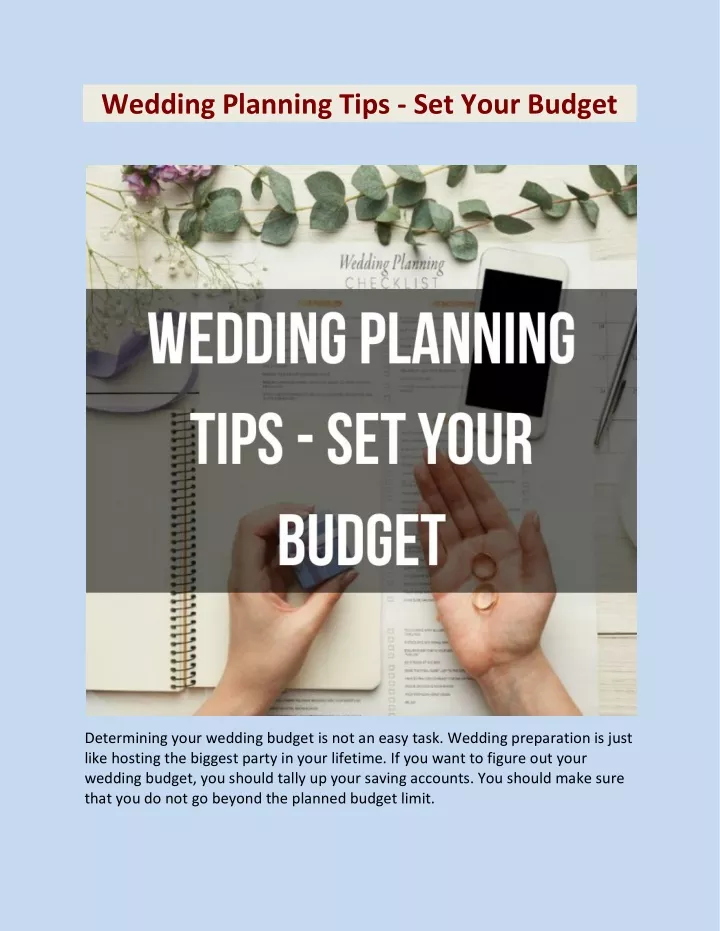 wedding planning tips set your budget