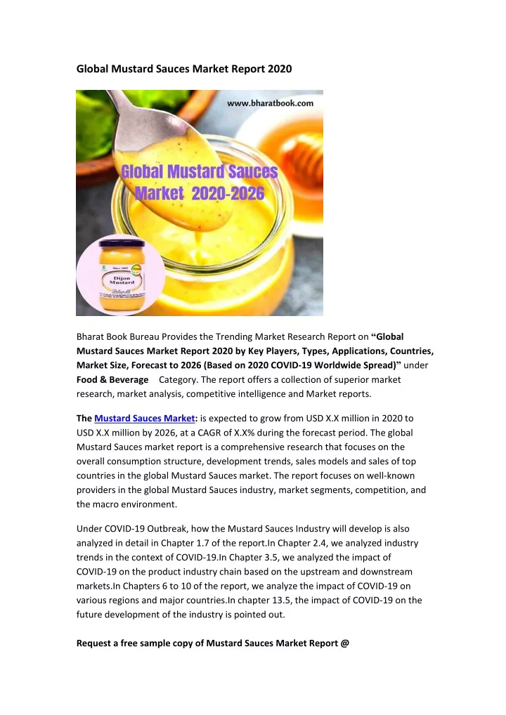 global mustard sauces market report 2020