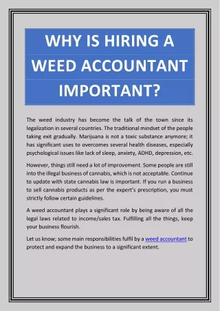 why is hiring a weed accountant important