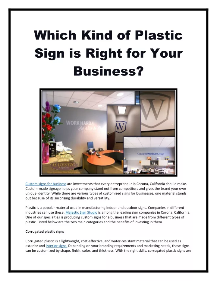 which kind of plastic sign is right for your