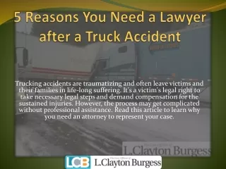 Five Reasons You Need a Lawyer after a Truck Accident