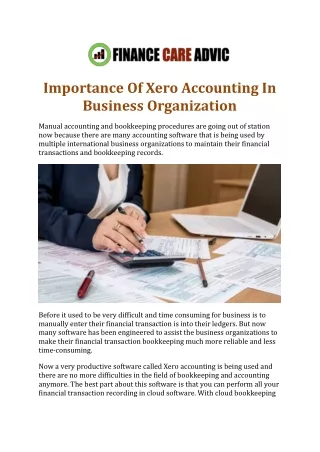 Importance Of Xero Accounting In Business Organization