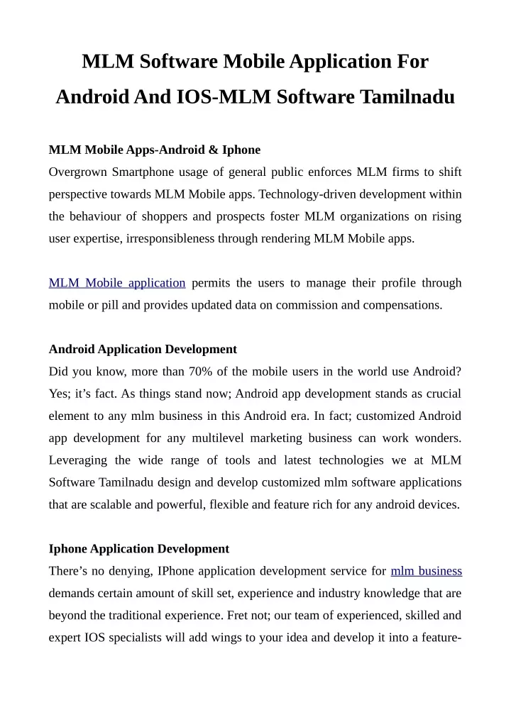 mlm software mobile application for