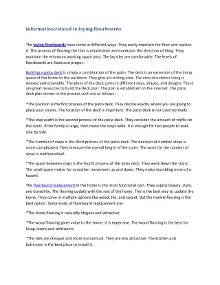 information related to laying floorboards
