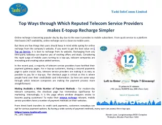 Top Ways Through Which Reputed Telecom Service Providers Makes Etopup Recharge Simpler