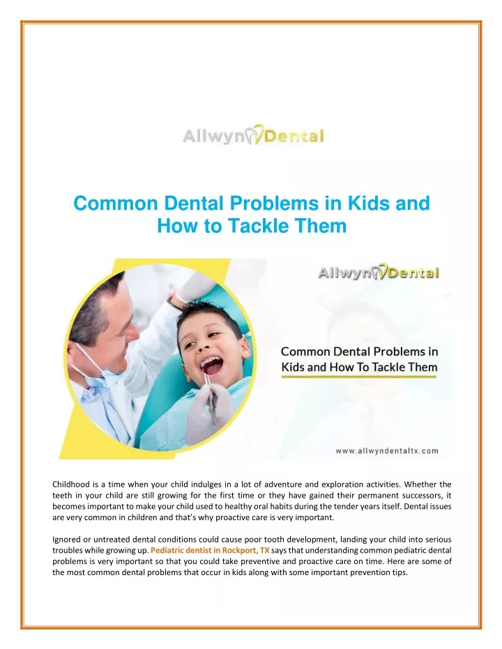 common dental problems in kids and how to tackle