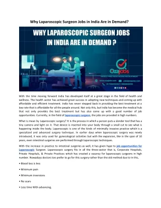 why laparoscopic surgeon jobs in india