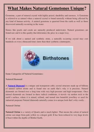 what makes natural gemstones unique