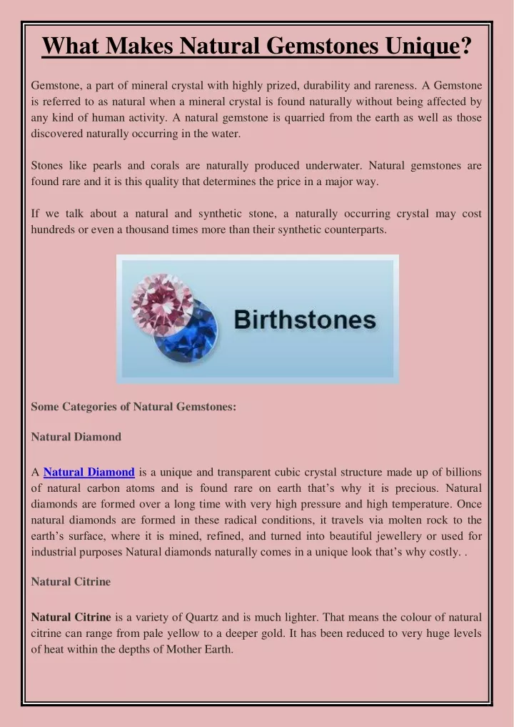 what makes natural gemstones unique