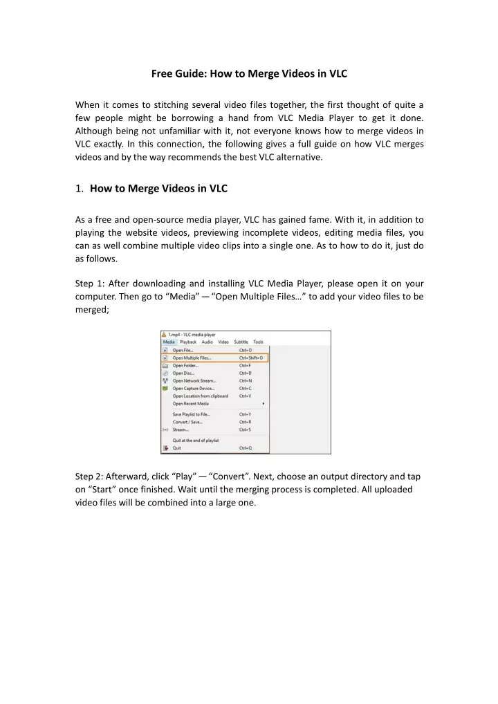 free guide how to merge videos in vlc