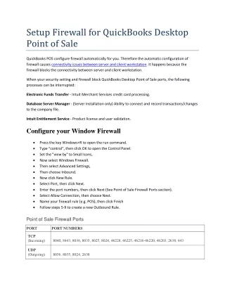 setup firewall for quickbooks desktop point