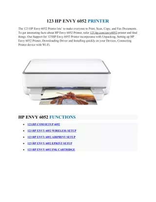 123 HP Envy 6052 Printer Setup