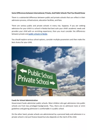 Some Differences between International, Private, And Public Schools That You Should Know