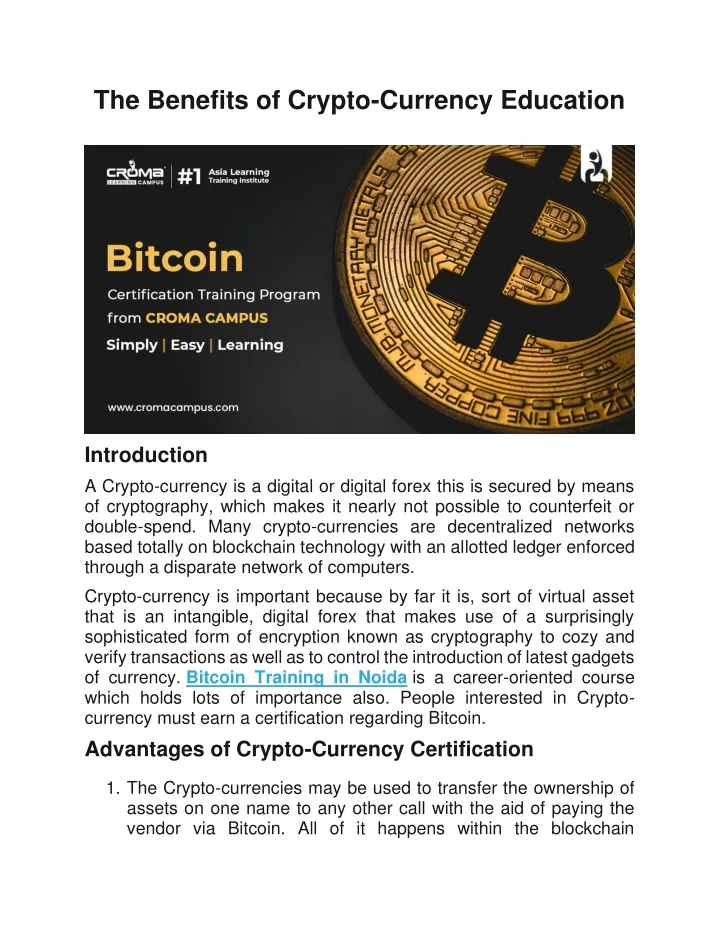 the benefits of crypto currency education
