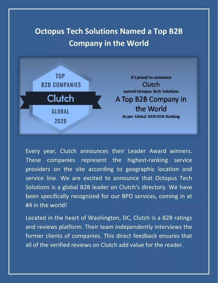 octopus tech solutions named a top b2b company