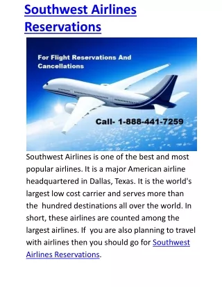 southwest airlines reservations