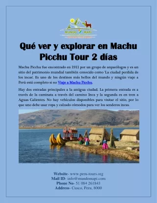 qu ver y explorar en machu qu ver y explorar