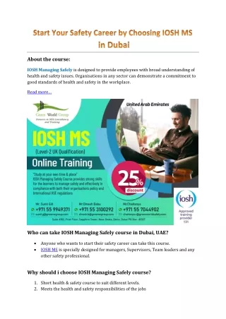 Start Your Safety Career by Choosing IOSH MS  in Dubai