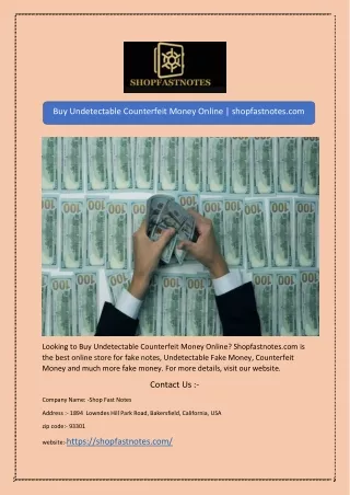 buy undetectable counterfeit money online