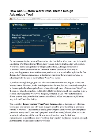how can custom wordpress theme design advantage
