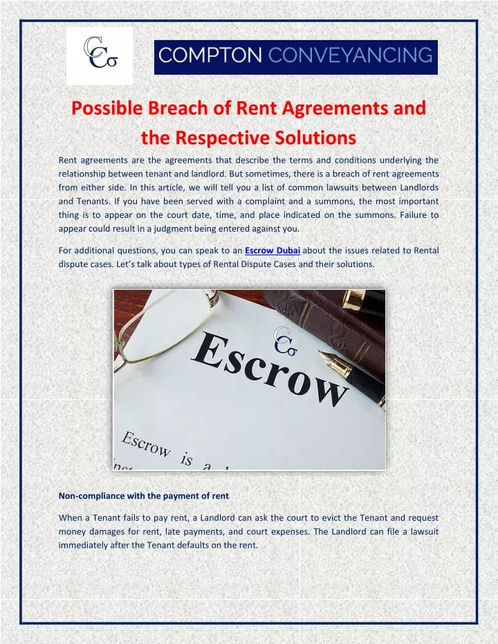 possible breach of rent agreements